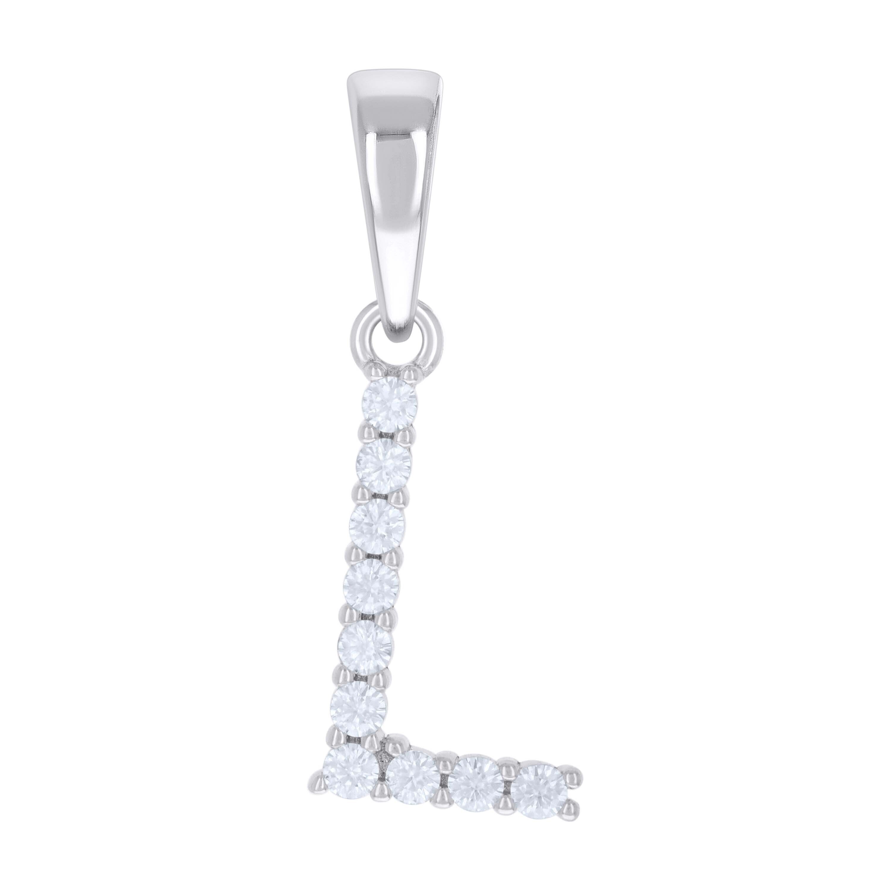 925 Sterling Silver Unisex 0.32ct Moissanite Initial L Alphabet Charm Pendant